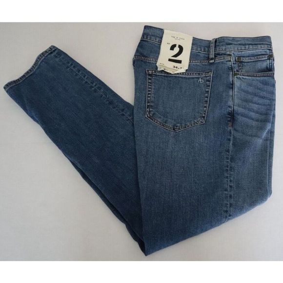 Rag & Bone Men's Sz 34x32 Blue Slim-Fit 2 Authentic Stretch Jeans $255 - Picture 10 of 11